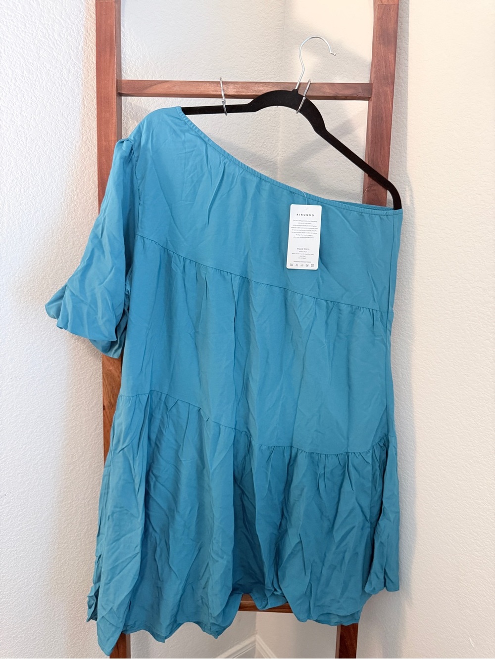 Kirundo Teal Blue One-Shoulder Dress Size L NWT - Picture 3 of 5